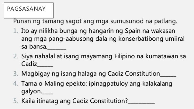 Ang Deklarasyon Ng Cadiz Constitution Cadiz constitution ng 1812