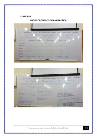 13Todo es veneno, nada es veneno. Todo depende de la dosis
17.ANEXOS
DATOS OBTENIDOS EN LA PRÁCTICA
 