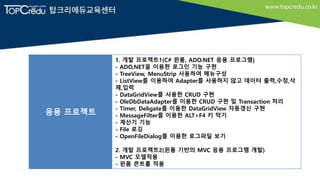 [씨샵학원/씨샵교육]C#, 윈폼, 네트워크, ado.net 실무프로젝트 과정 | PPTX