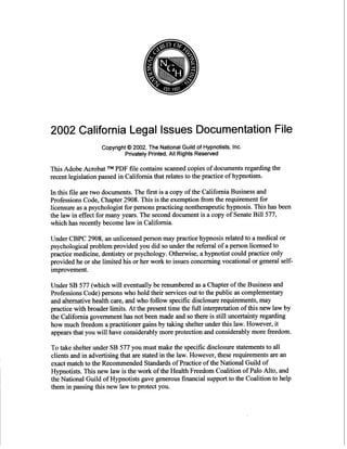 2002 California Legal Issues Documentation File