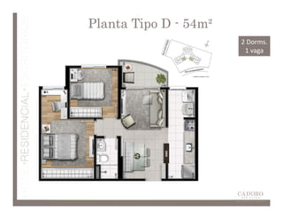 Planta Tipo D - 54m²
                       2 Dorms.
                        1 vaga
 