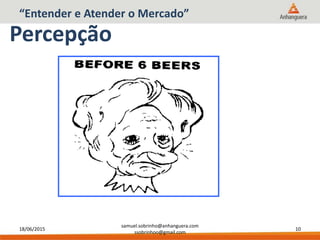 18/06/2015
samuel.sobrinho@anhanguera.com
ssobrinhoo@gmail.com
10
Percepção
“Entender e Atender o Mercado”
 