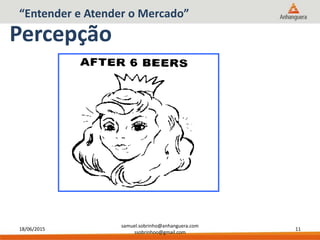 18/06/2015
samuel.sobrinho@anhanguera.com
ssobrinhoo@gmail.com
11
Percepção
“Entender e Atender o Mercado”
 
