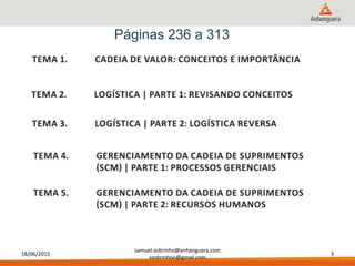 18/06/2015
samuel.sobrinho@anhanguera.com
ssobrinhoo@gmail.com
3
Páginas 236 a 313
 