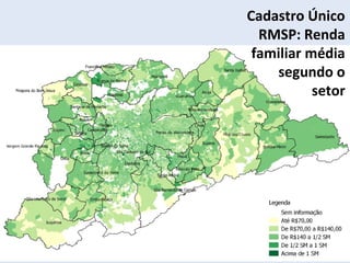 Cadastro Único
RMSP: Renda
familiar média
segundo o
setor
 