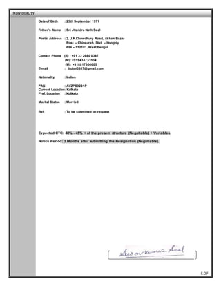 CV of Sourav Seal | DOCX