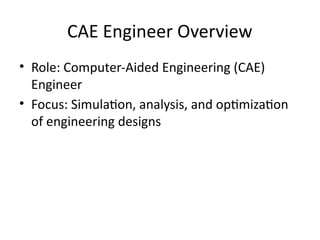 Cae Ppt Design CAE_Engineer_Presentation for automotive Engineers working in CAE ...