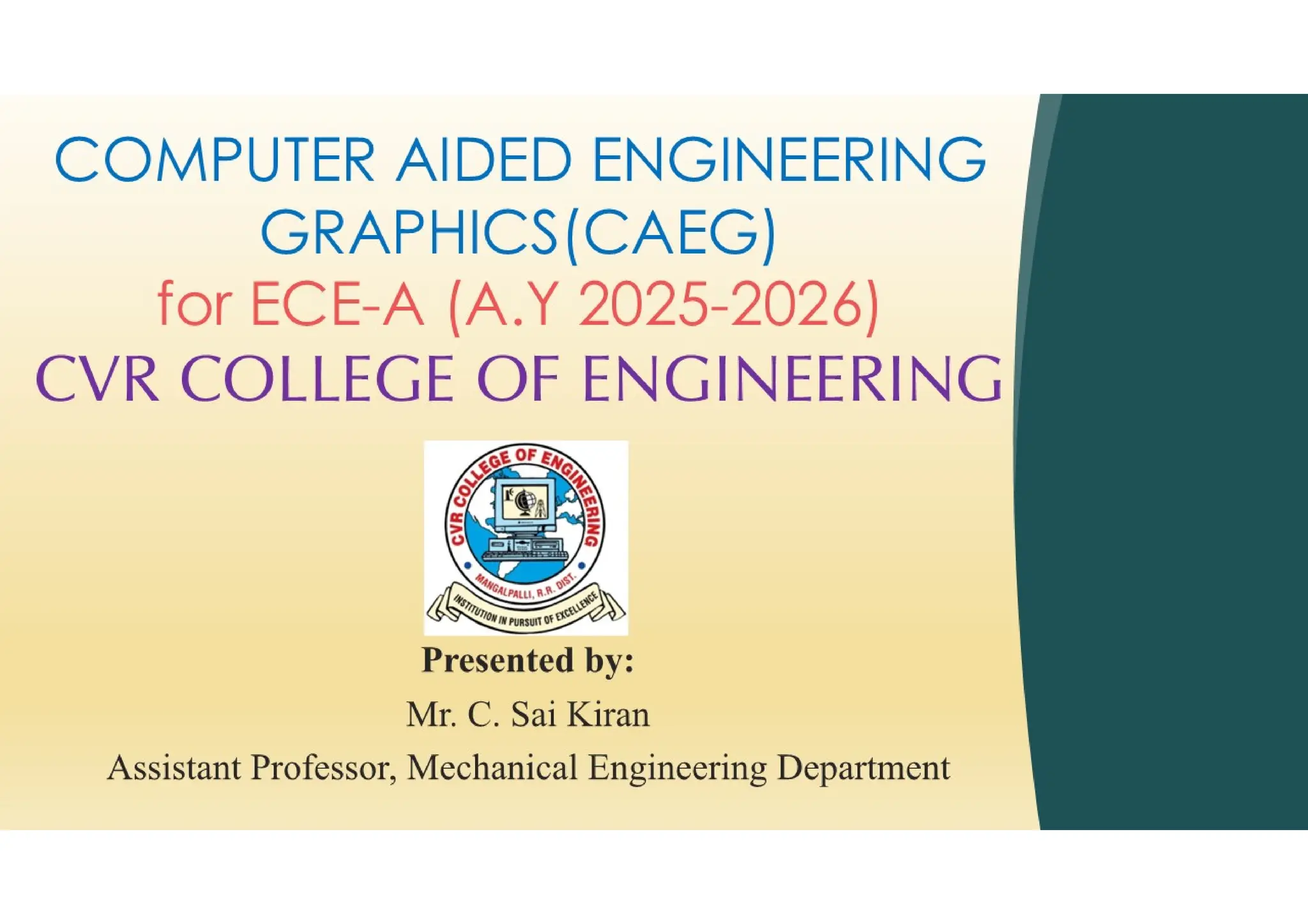 Computer Aided Engineering Graphics Notes till Mid-I Syllabus