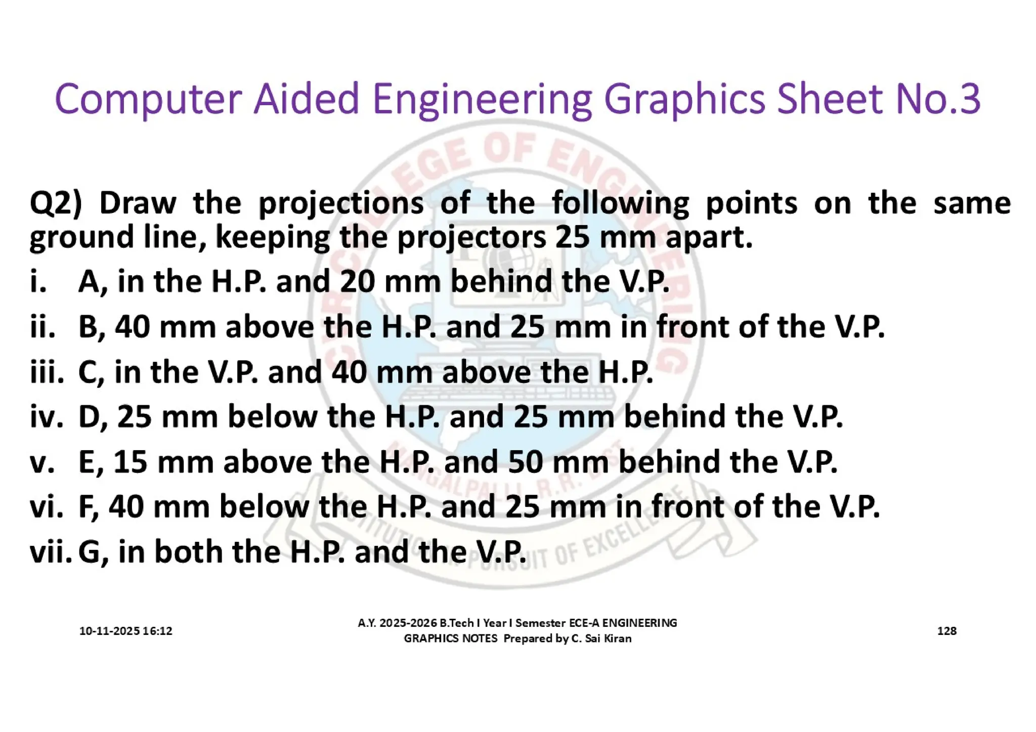 Computer Aided Engineering Graphics Notes till Mid-I Syllabus