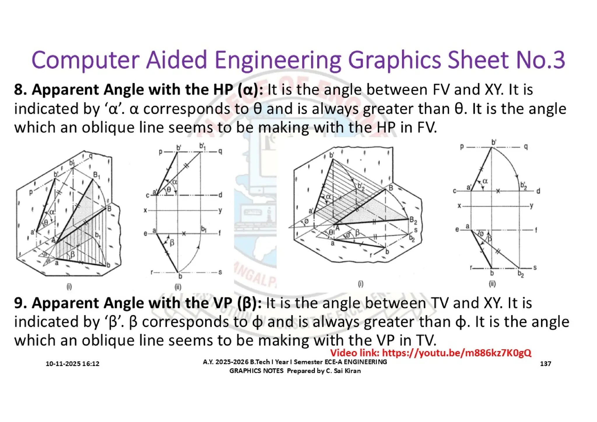 Computer Aided Engineering Graphics Notes till Mid-I Syllabus