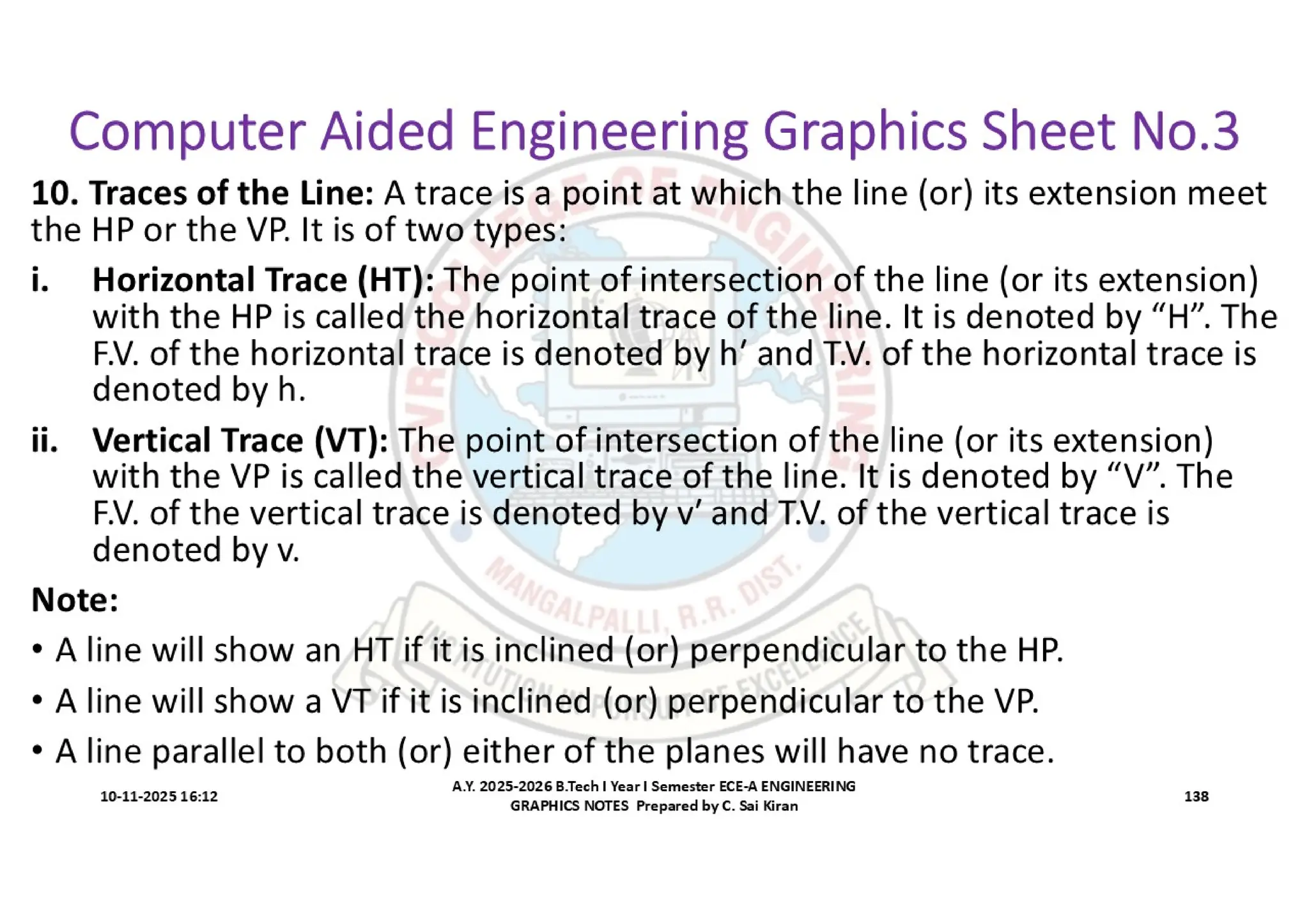 Computer Aided Engineering Graphics Notes till Mid-I Syllabus