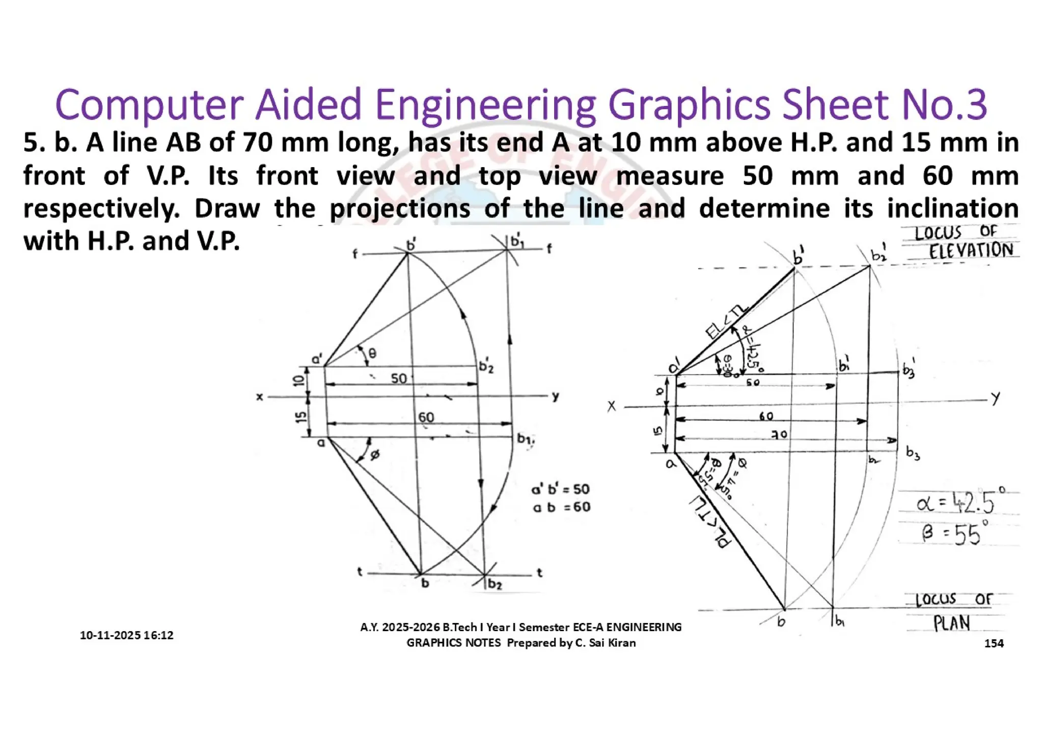 Computer Aided Engineering Graphics Notes till Mid-I Syllabus