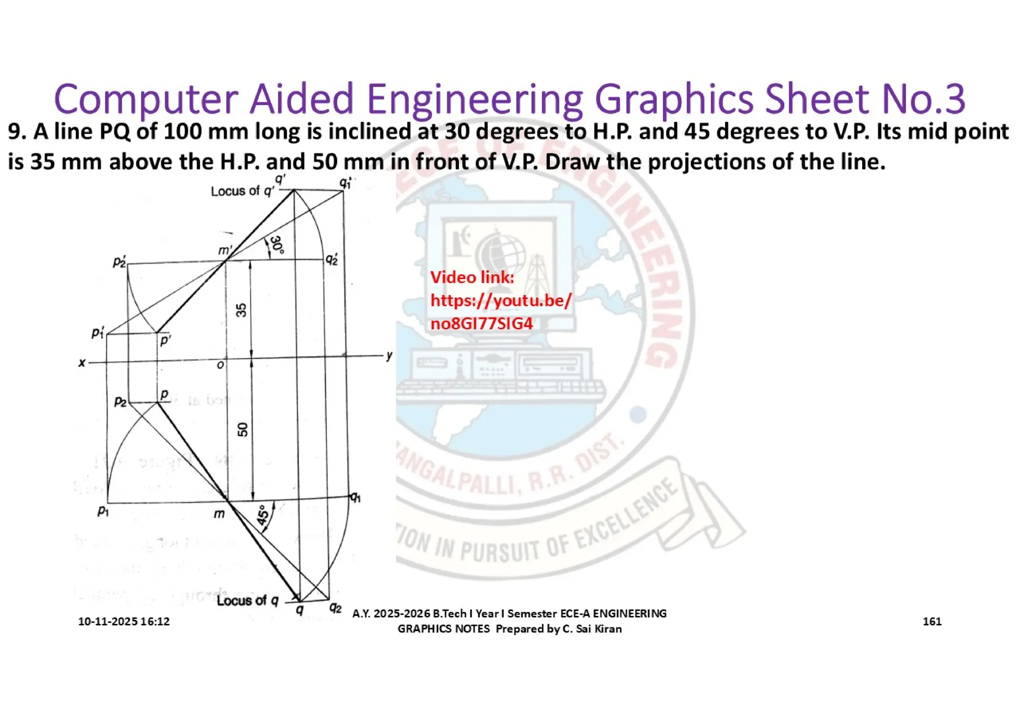 Computer Aided Engineering Graphics Notes till Mid-I Syllabus