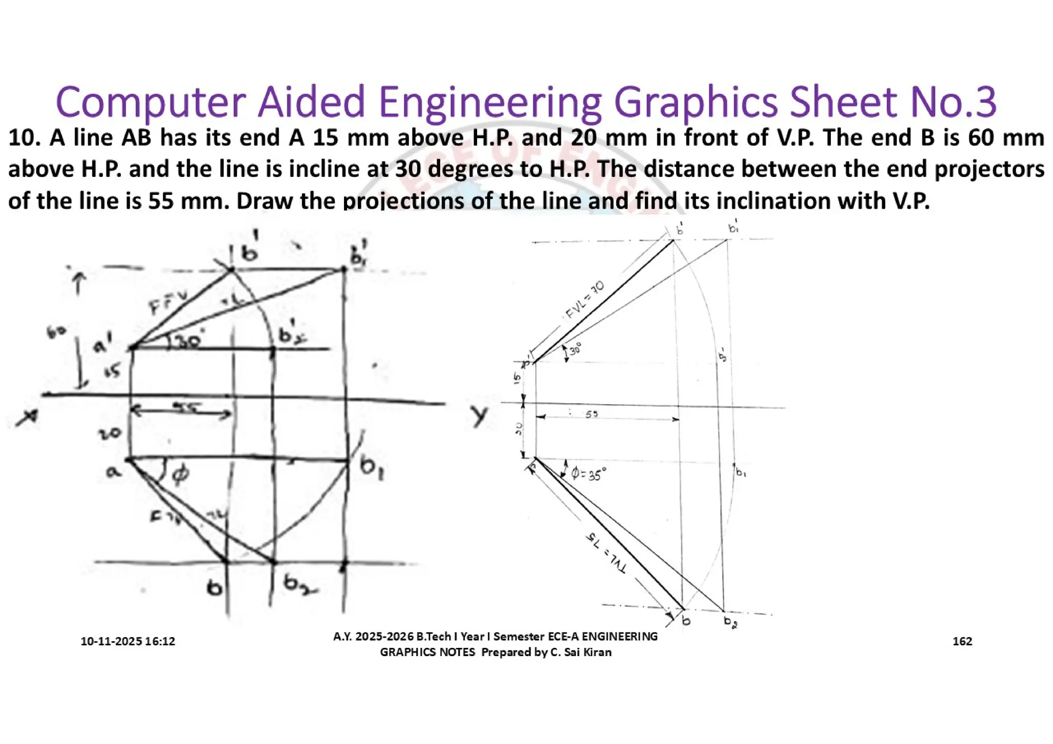 Computer Aided Engineering Graphics Notes till Mid-I Syllabus