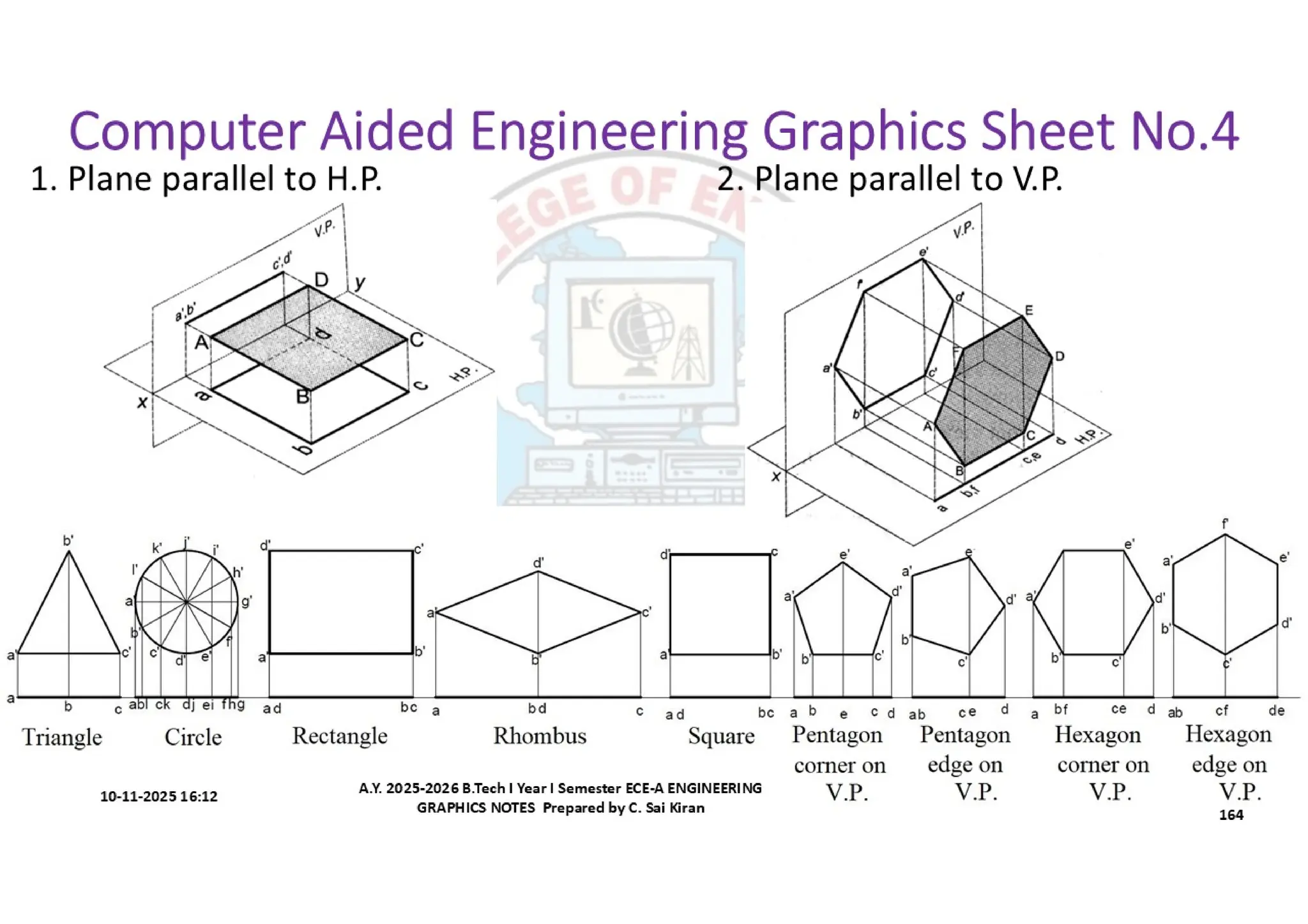 Computer Aided Engineering Graphics Notes till Mid-I Syllabus