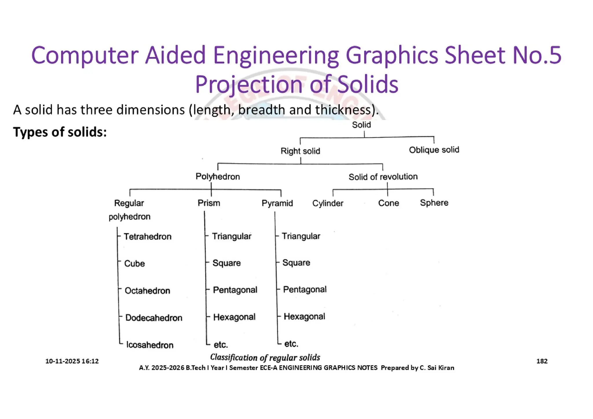 Computer Aided Engineering Graphics Notes till Mid-I Syllabus
