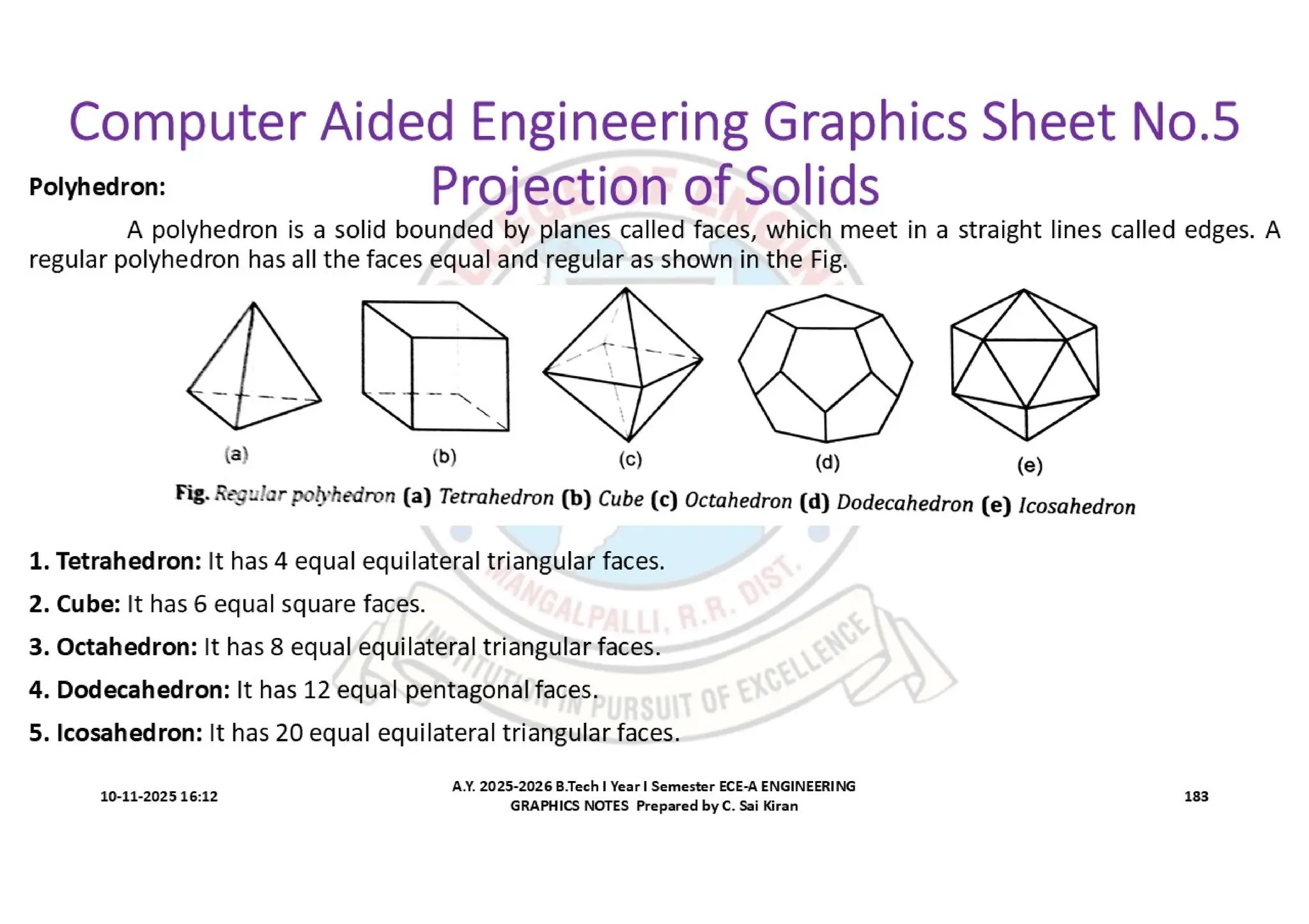 Computer Aided Engineering Graphics Notes till Mid-I Syllabus