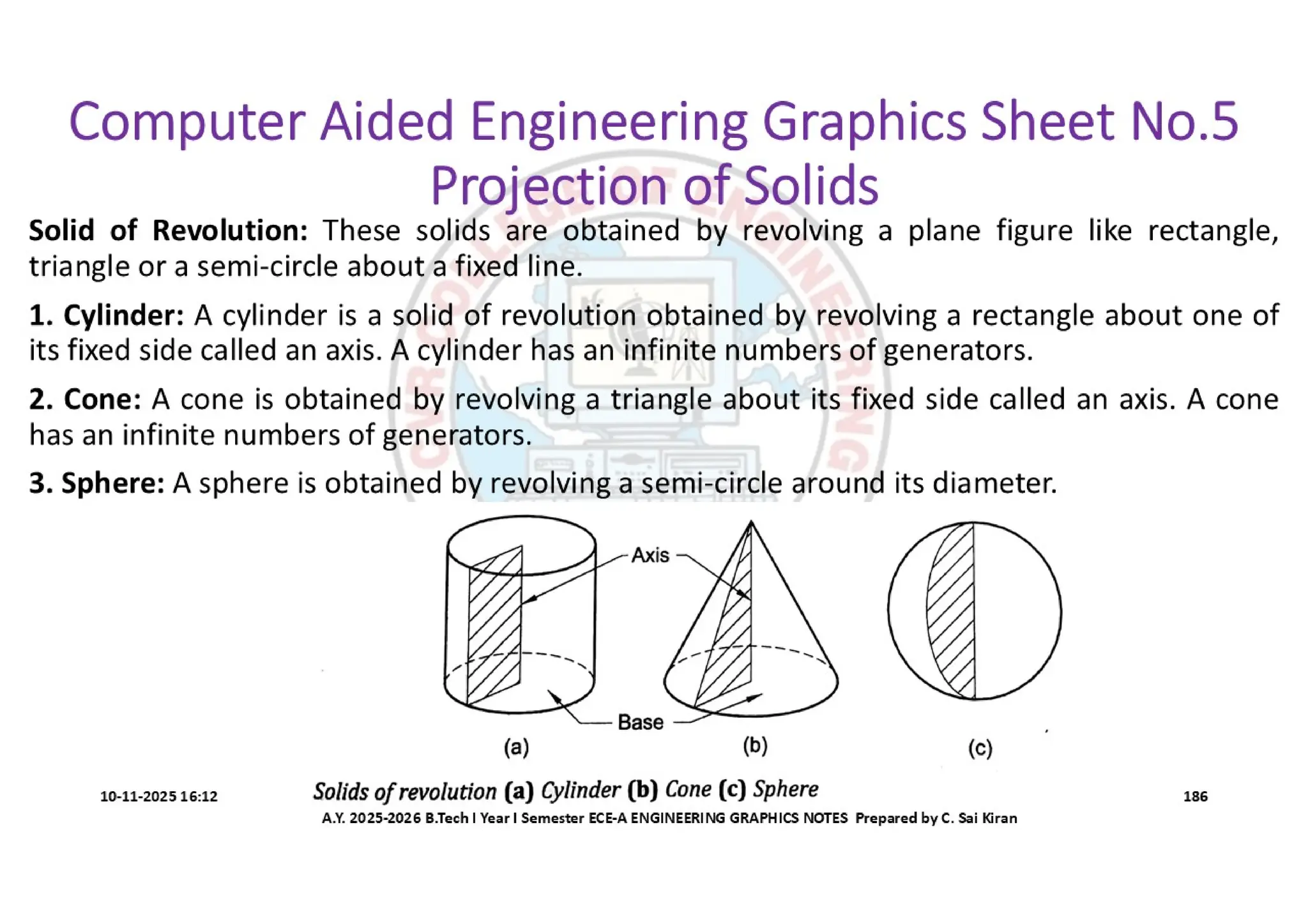 Computer Aided Engineering Graphics Notes till Mid-I Syllabus