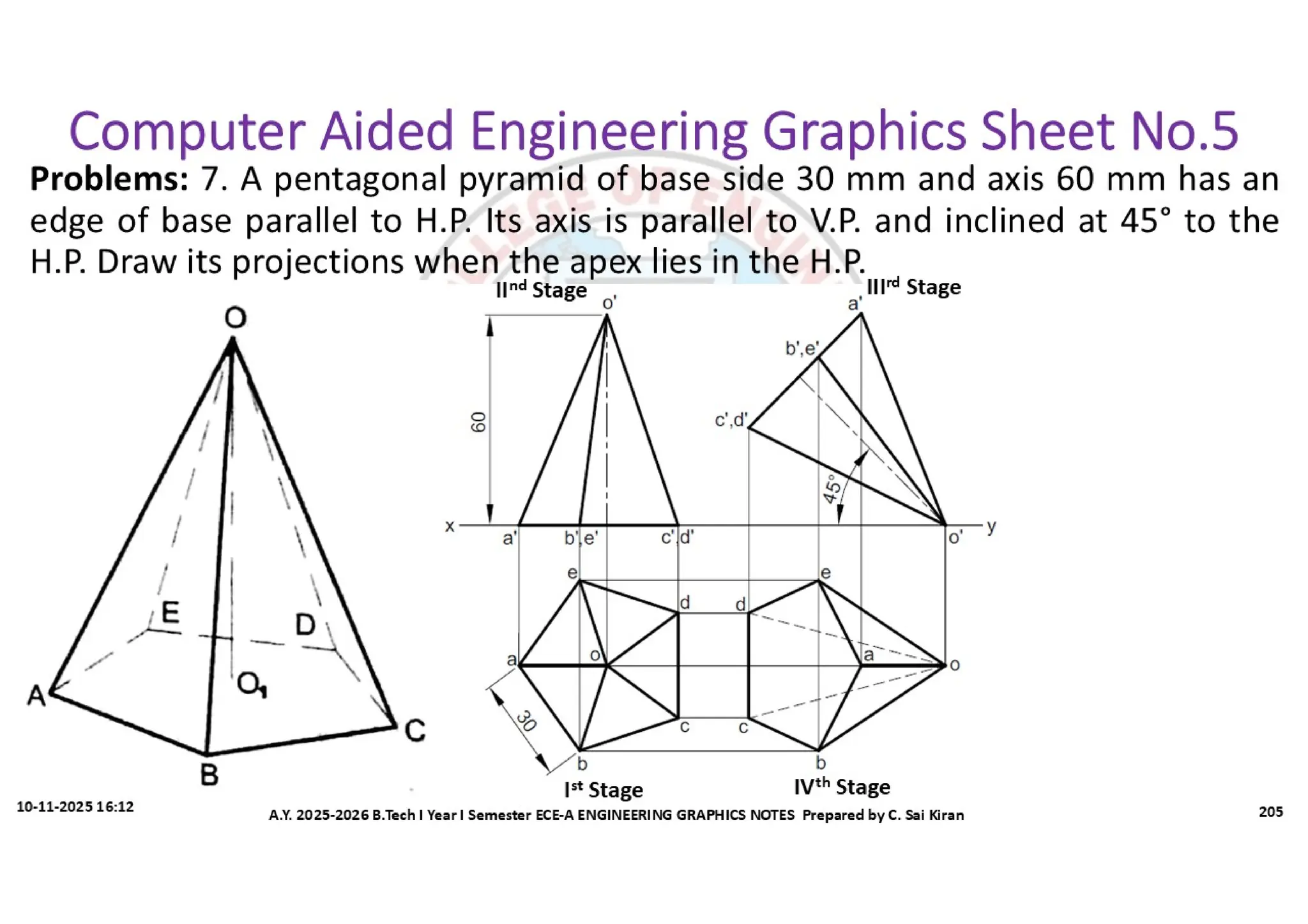 Computer Aided Engineering Graphics Notes till Mid-I Syllabus