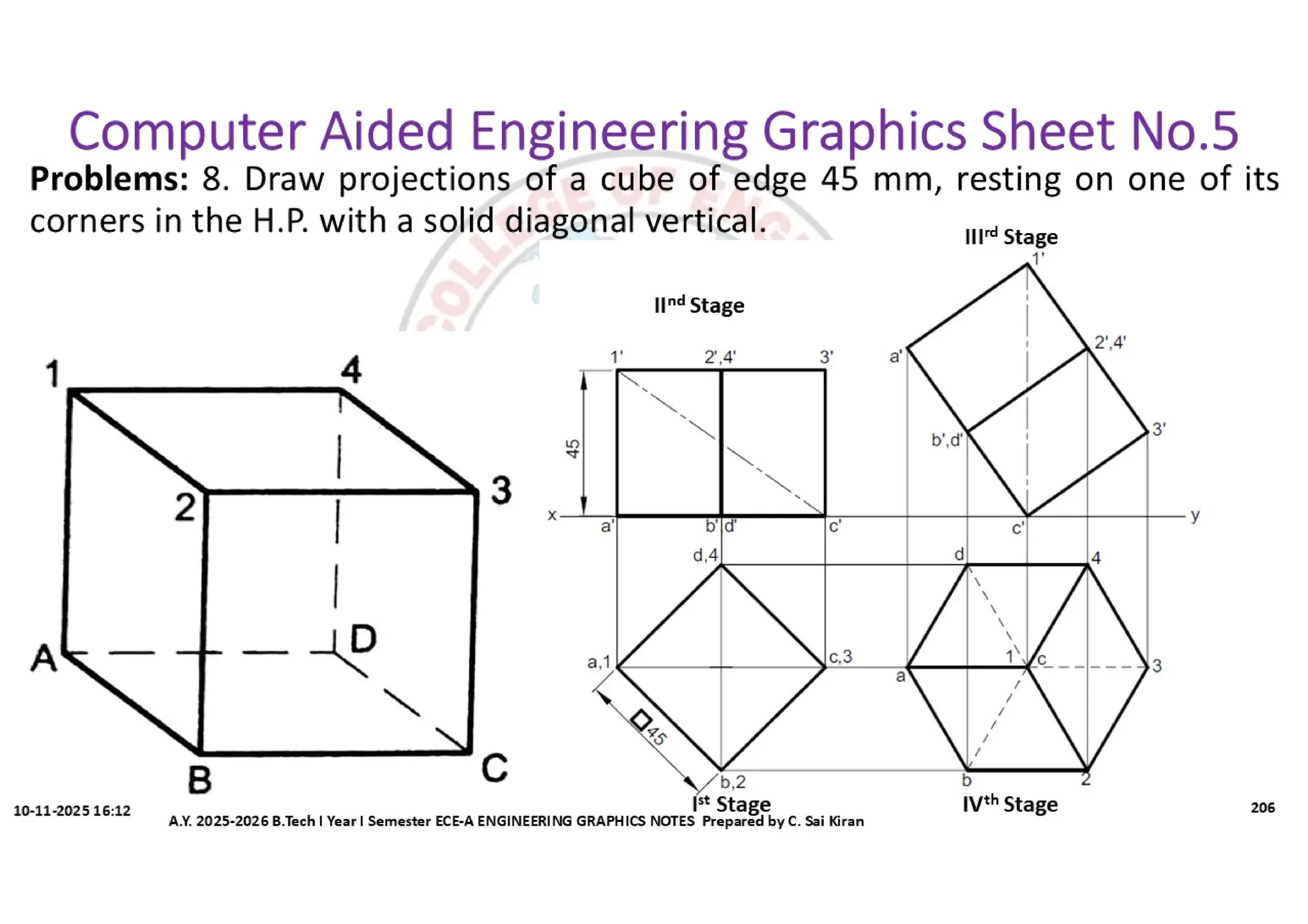 Computer Aided Engineering Graphics Notes till Mid-I Syllabus