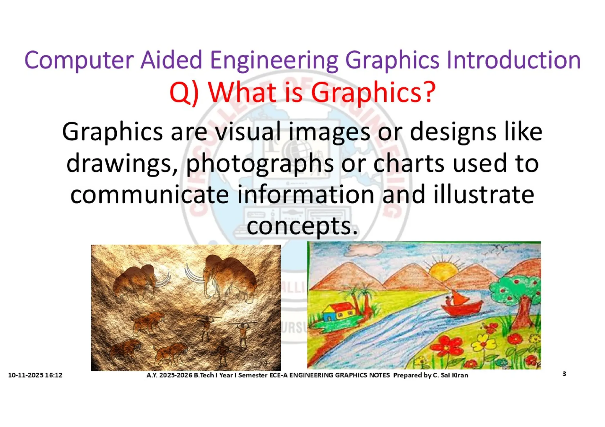 Computer Aided Engineering Graphics Notes till Mid-I Syllabus