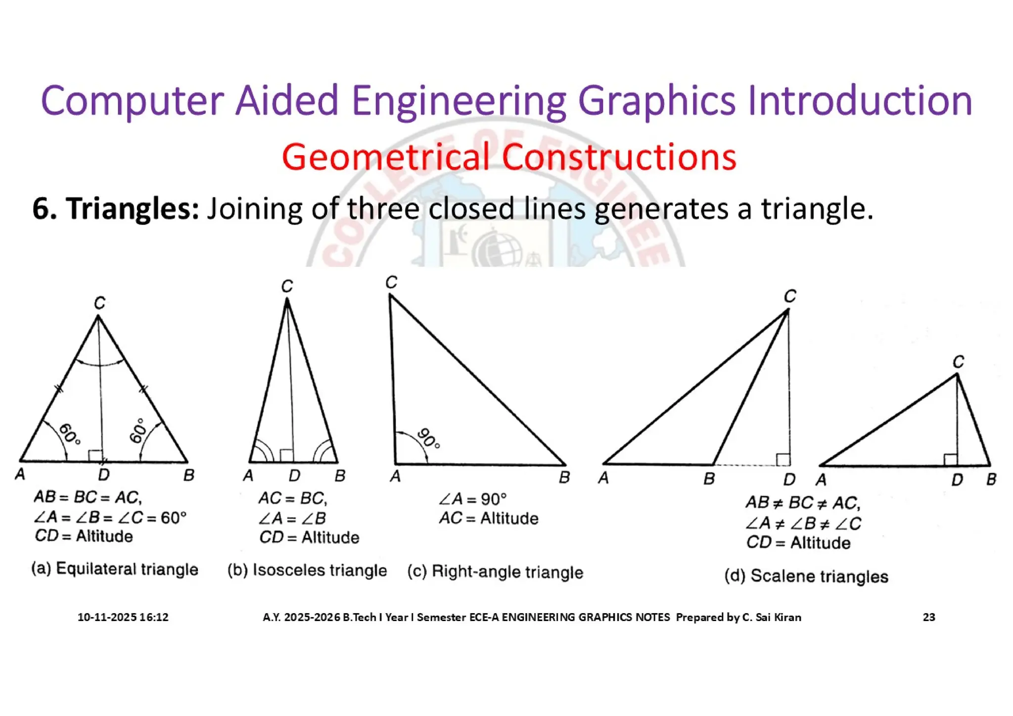 Computer Aided Engineering Graphics Notes till Mid-I Syllabus