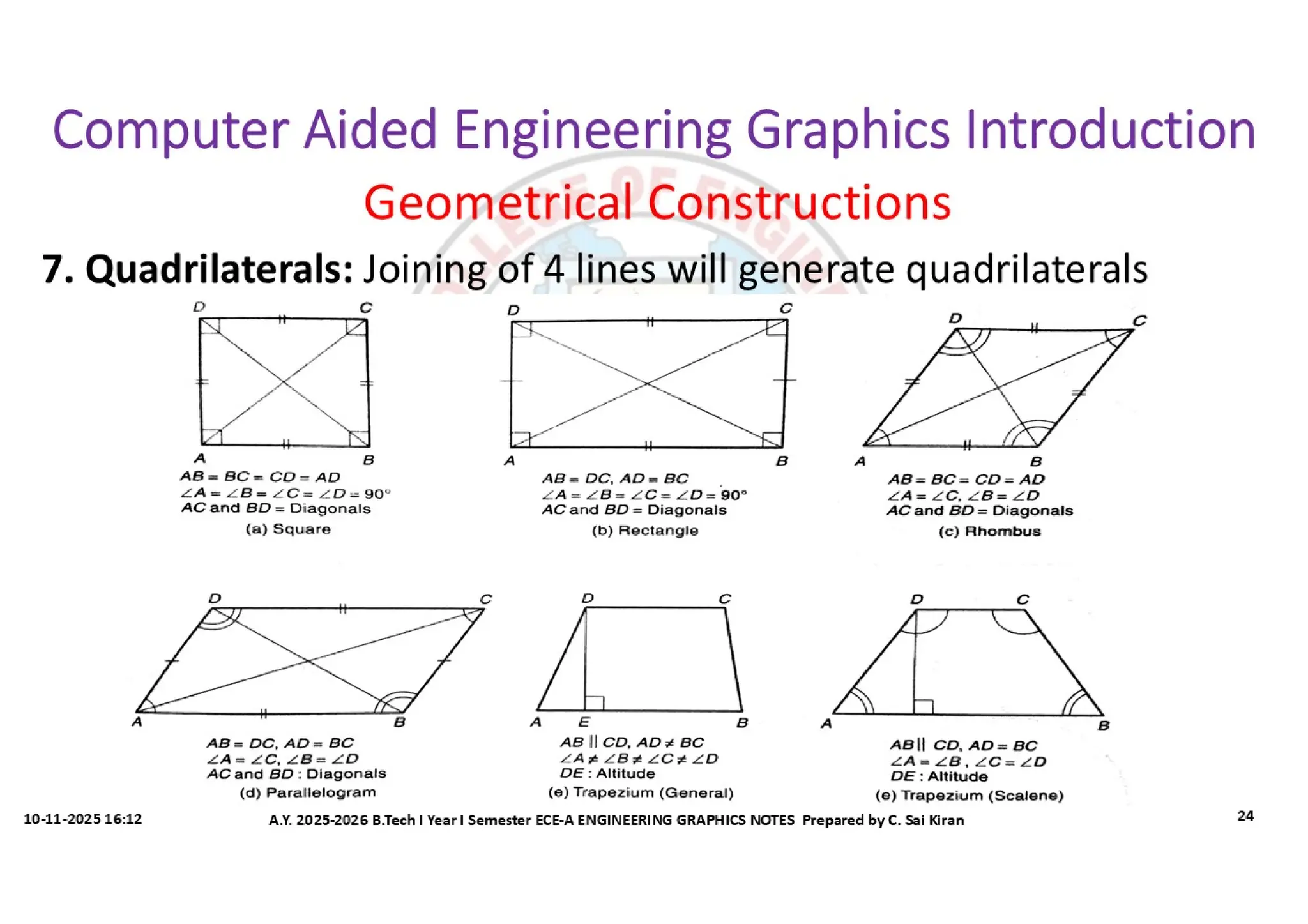 Computer Aided Engineering Graphics Notes till Mid-I Syllabus