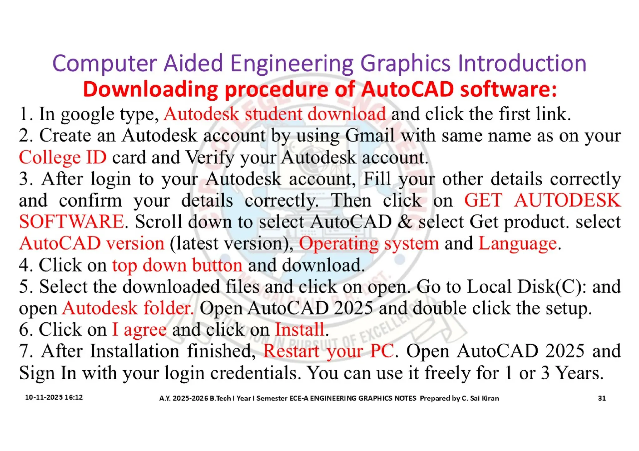 Computer Aided Engineering Graphics Notes till Mid-I Syllabus