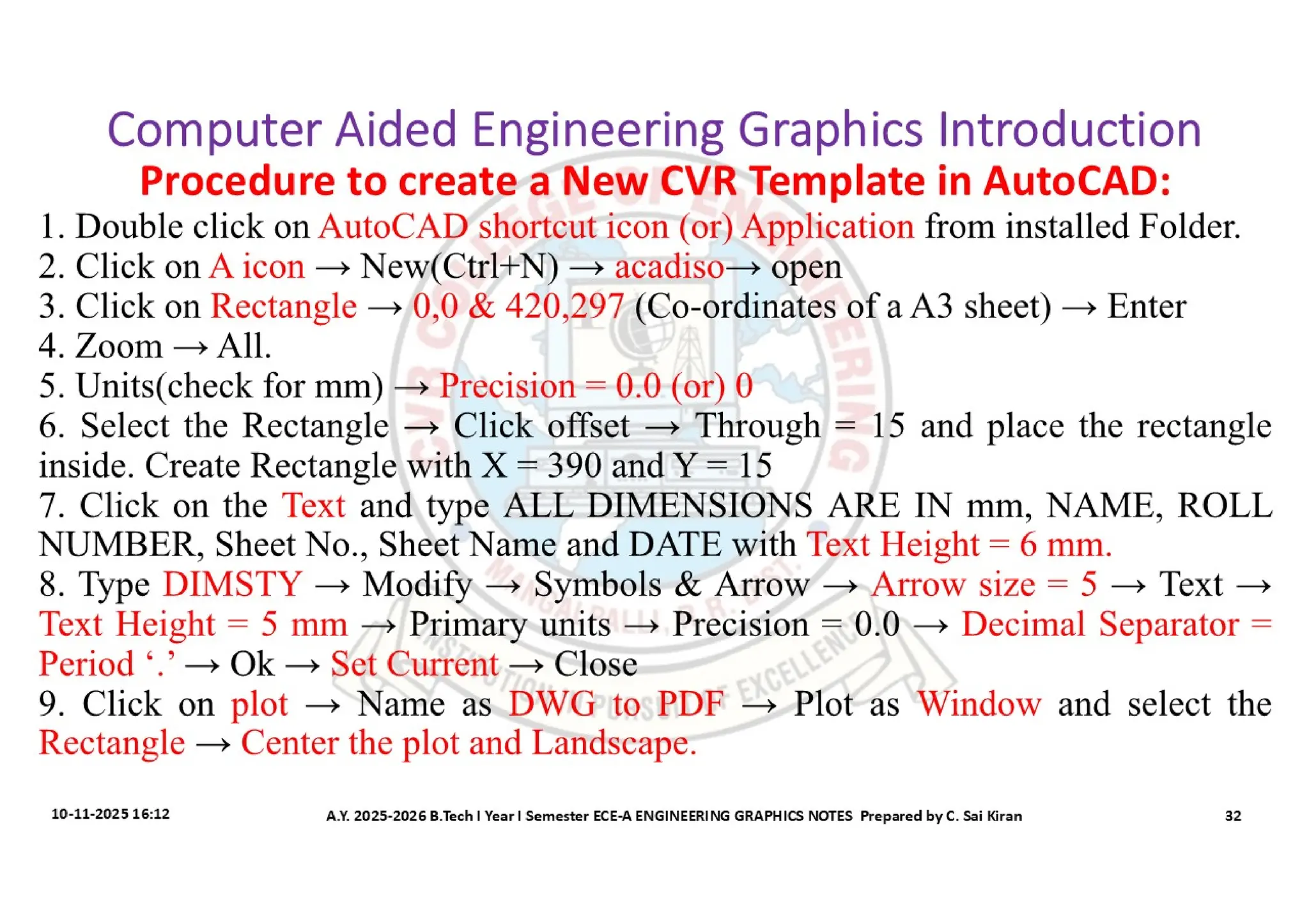 Computer Aided Engineering Graphics Notes till Mid-I Syllabus