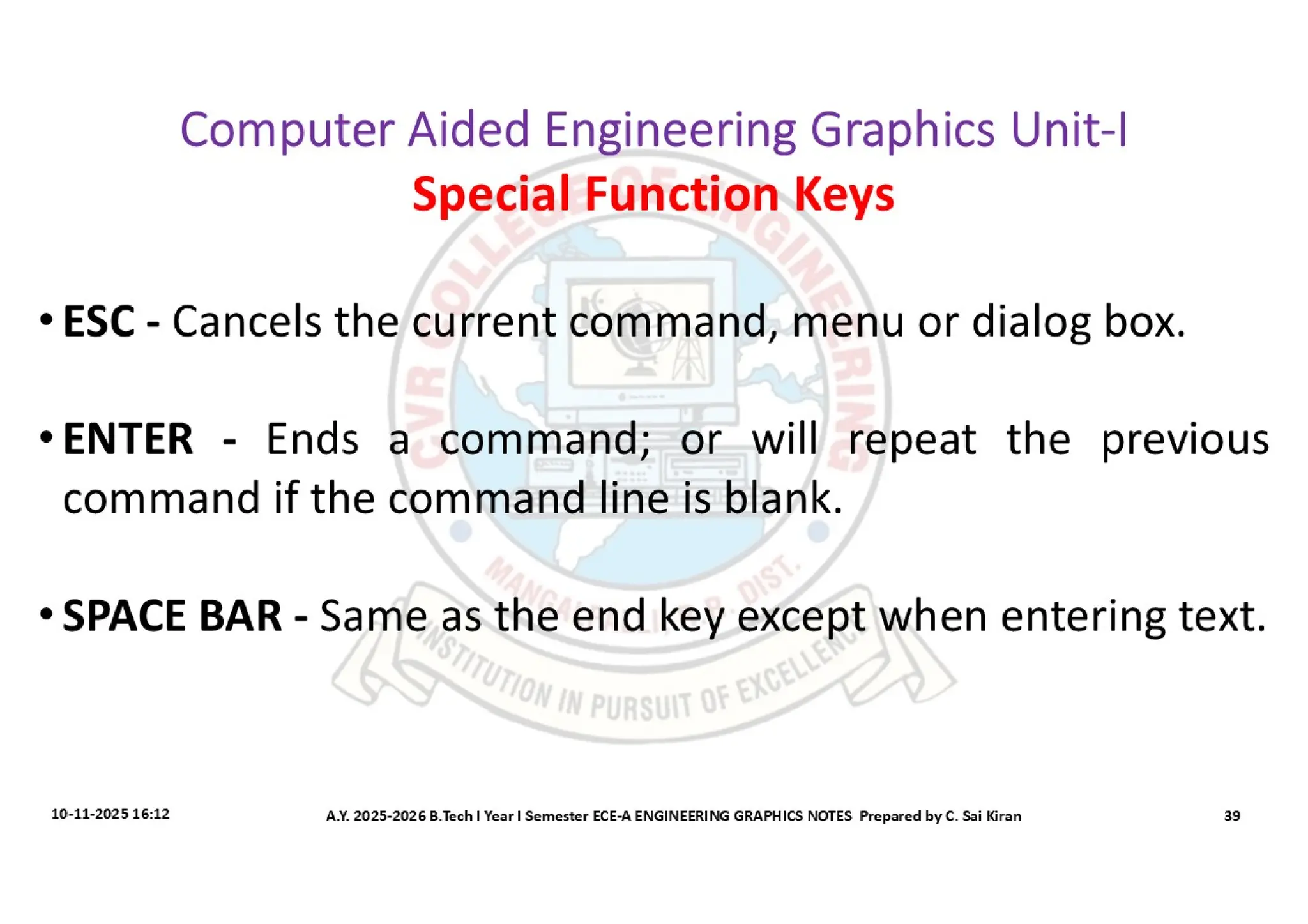 Computer Aided Engineering Graphics Notes till Mid-I Syllabus