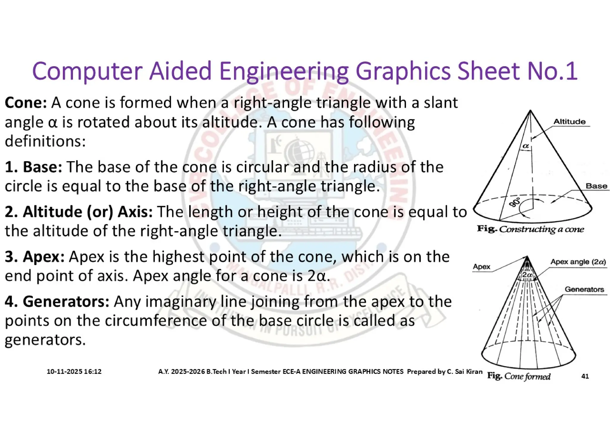Computer Aided Engineering Graphics Notes till Mid-I Syllabus