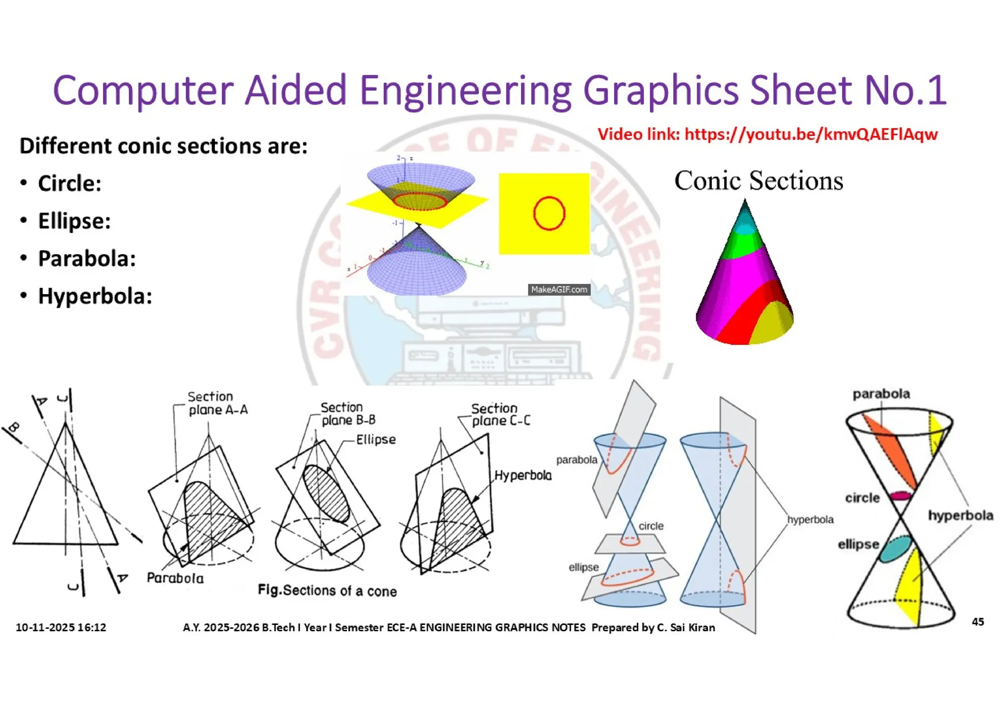 Computer Aided Engineering Graphics Notes till Mid-I Syllabus