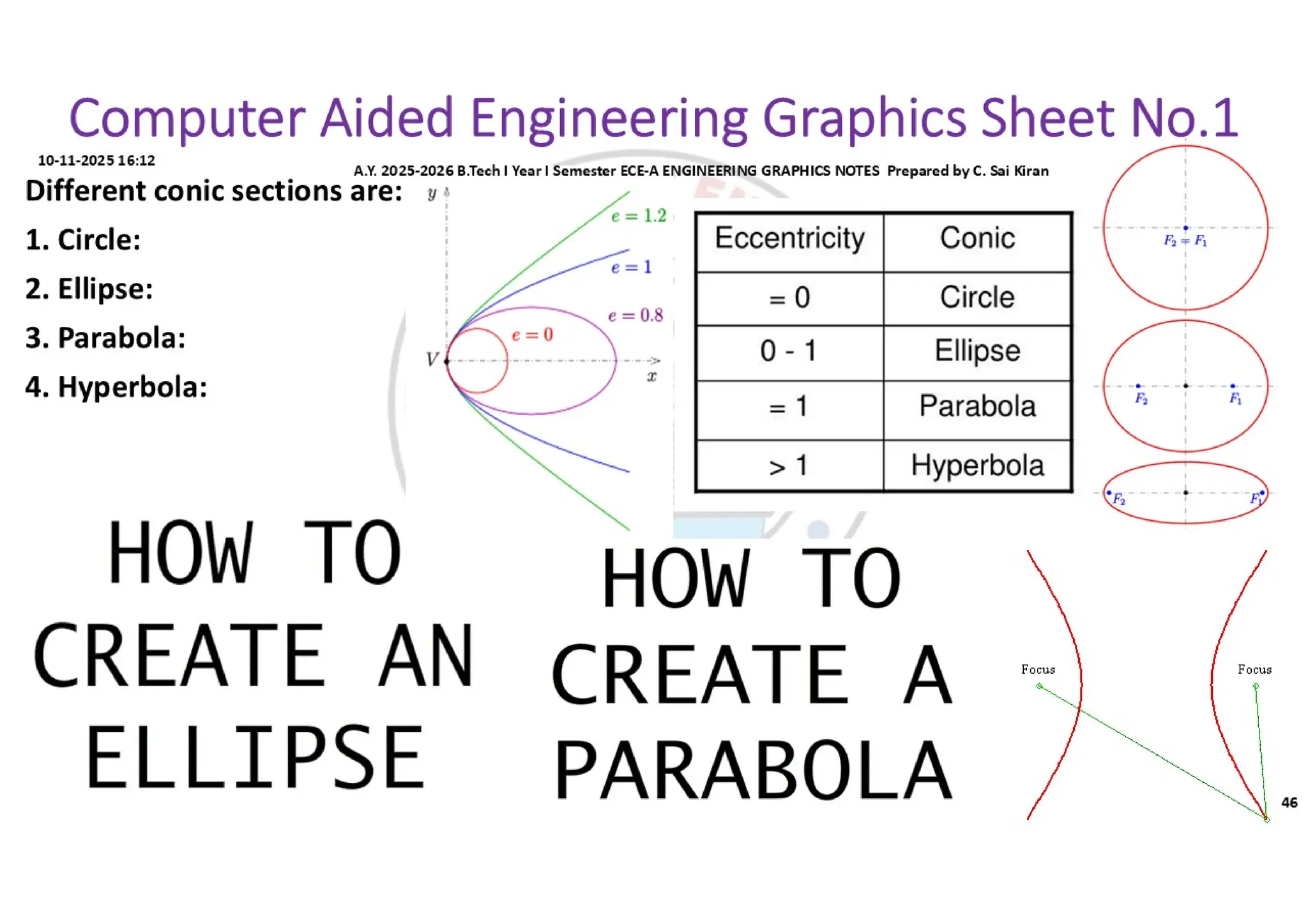 Computer Aided Engineering Graphics Notes till Mid-I Syllabus