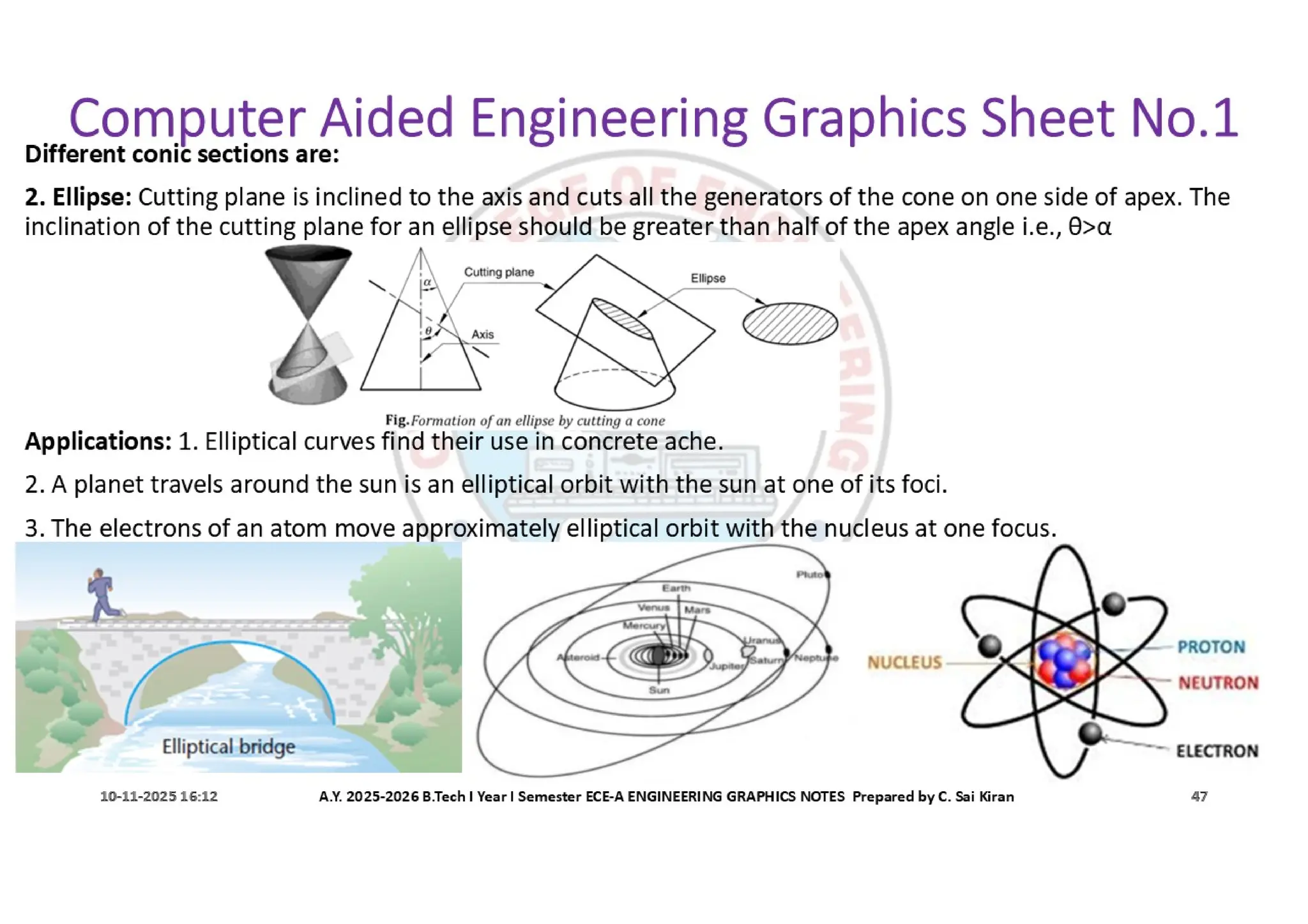 Computer Aided Engineering Graphics Notes till Mid-I Syllabus
