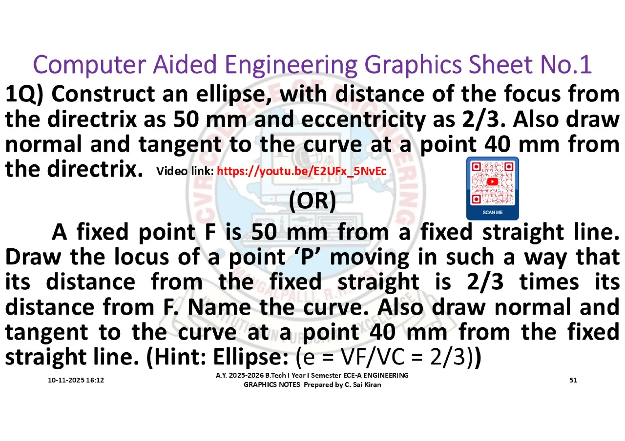 Computer Aided Engineering Graphics Notes till Mid-I Syllabus