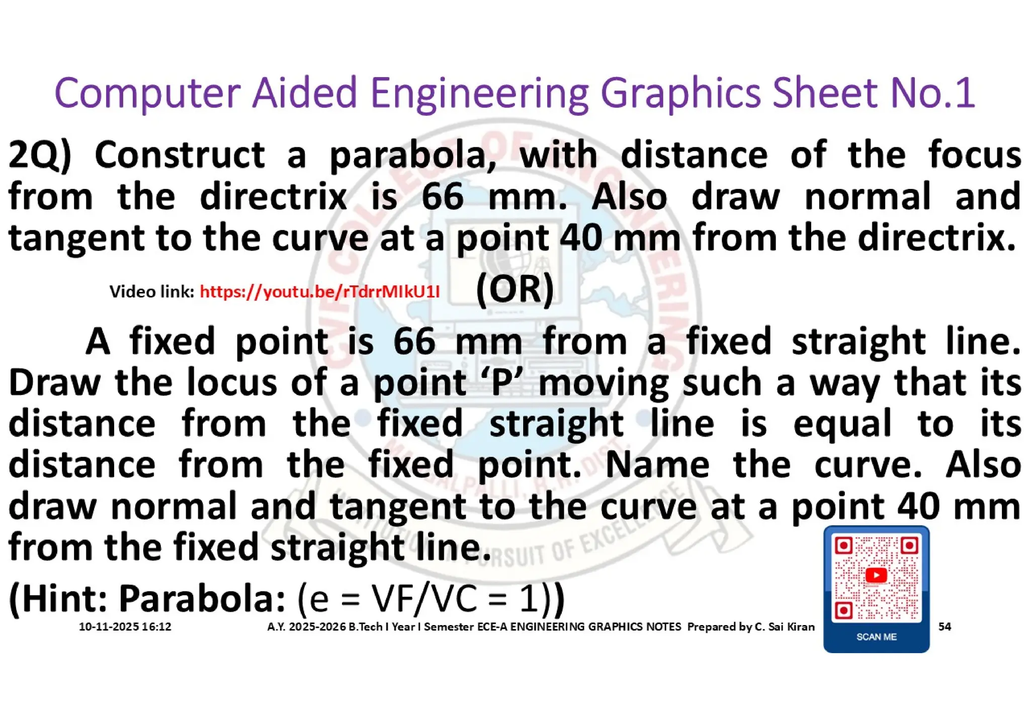 Computer Aided Engineering Graphics Notes till Mid-I Syllabus