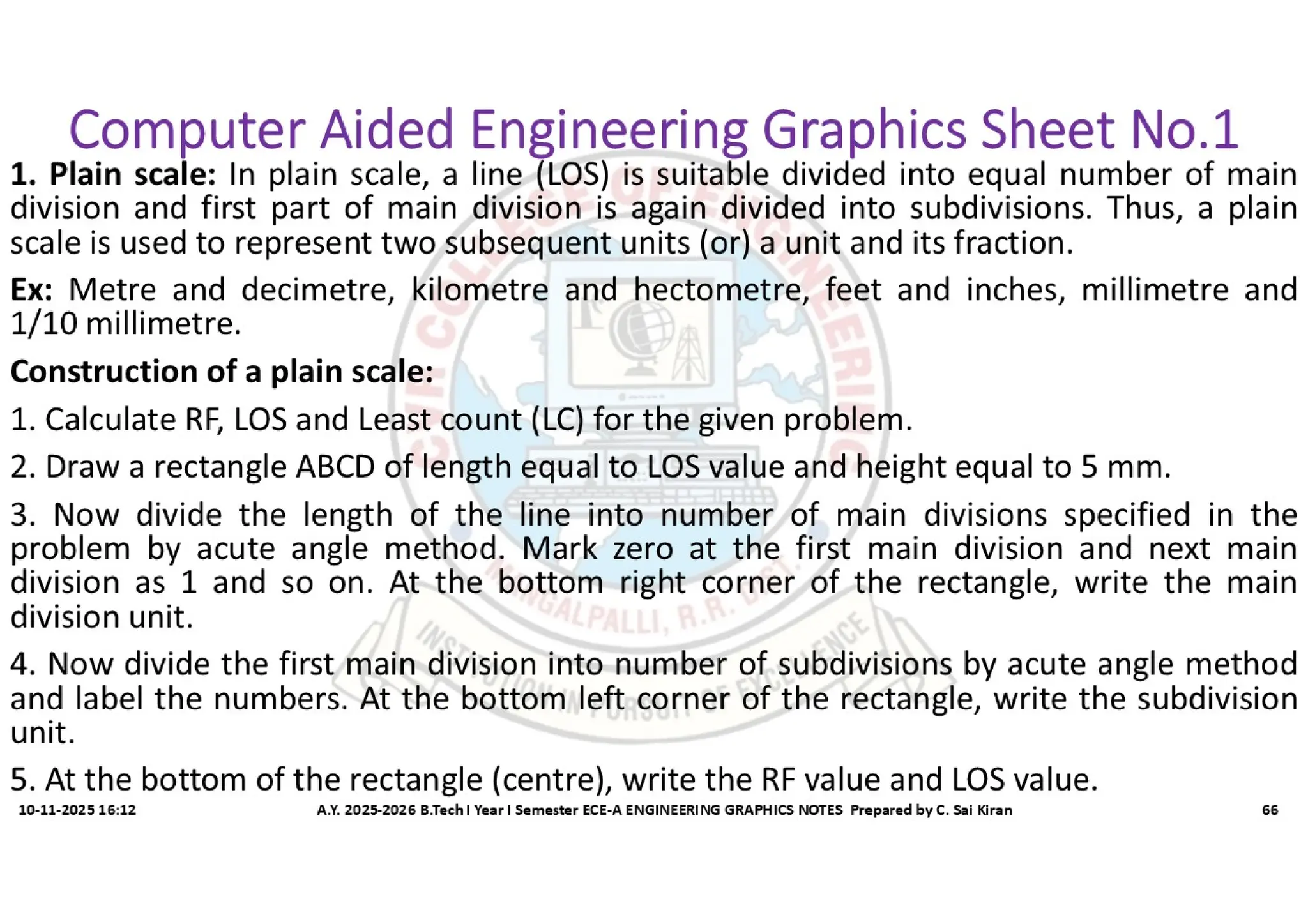 Computer Aided Engineering Graphics Notes till Mid-I Syllabus