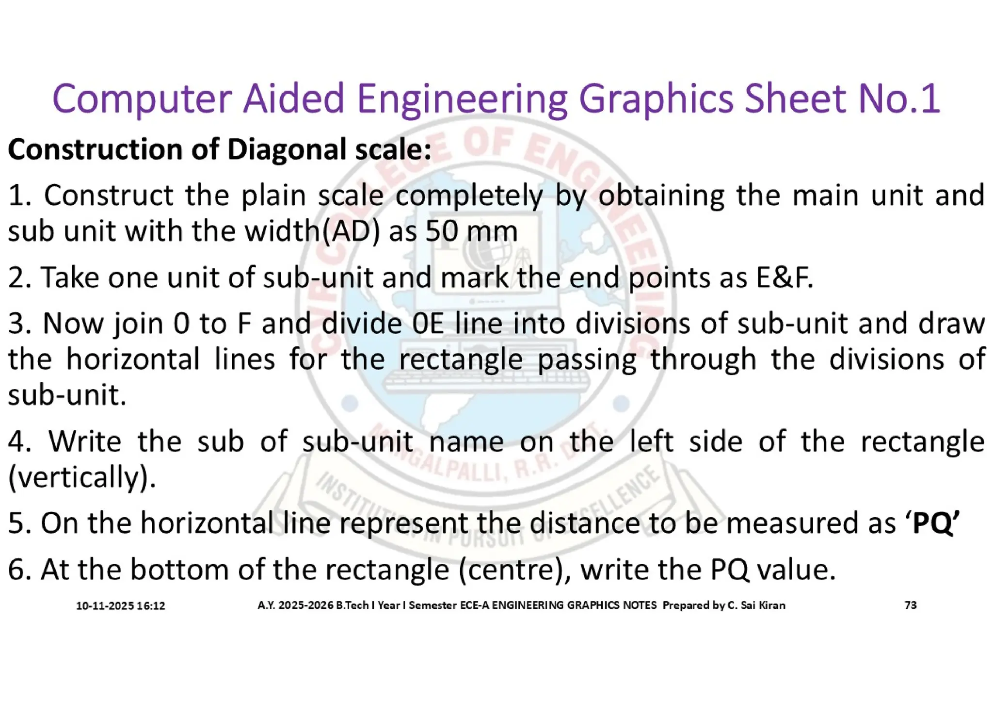 Computer Aided Engineering Graphics Notes till Mid-I Syllabus