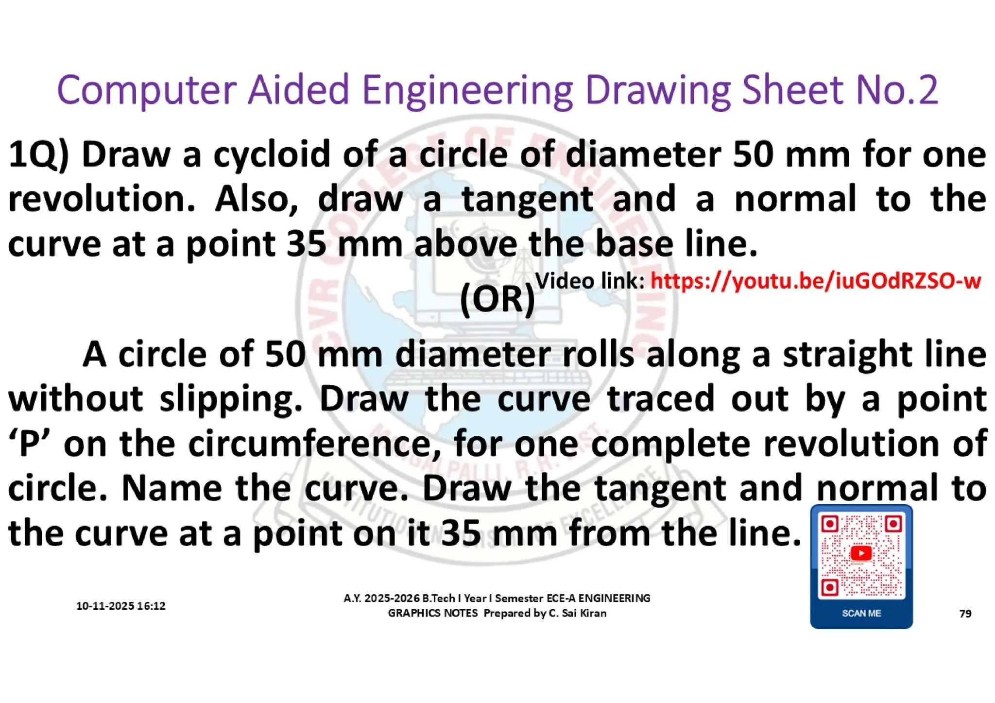 Computer Aided Engineering Graphics Notes till Mid-I Syllabus
