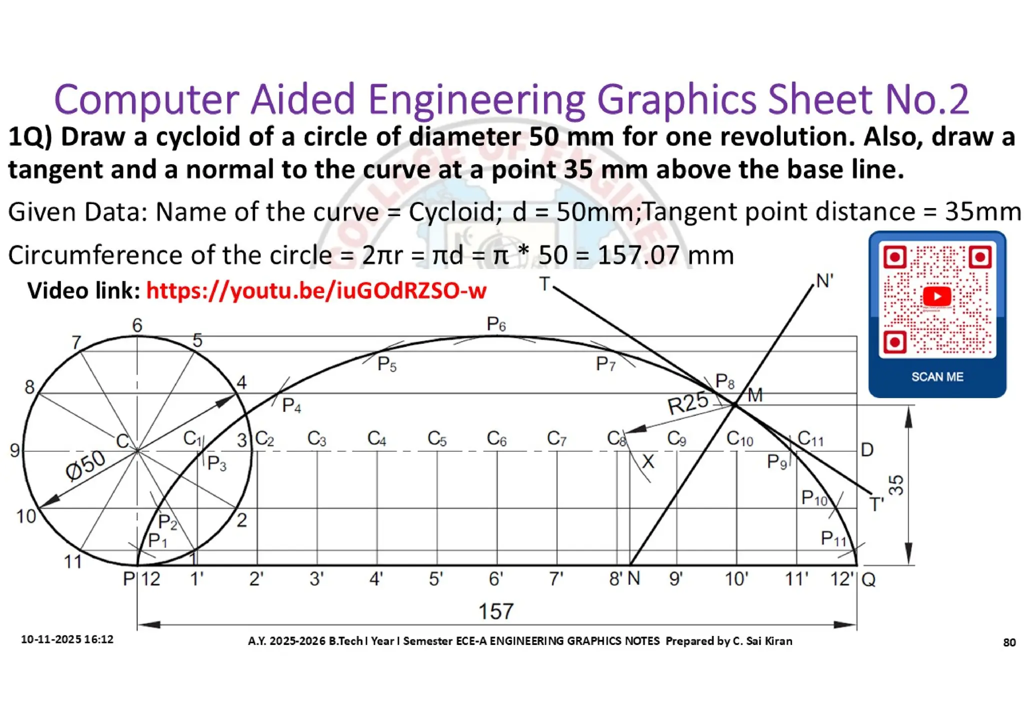 Computer Aided Engineering Graphics Notes till Mid-I Syllabus