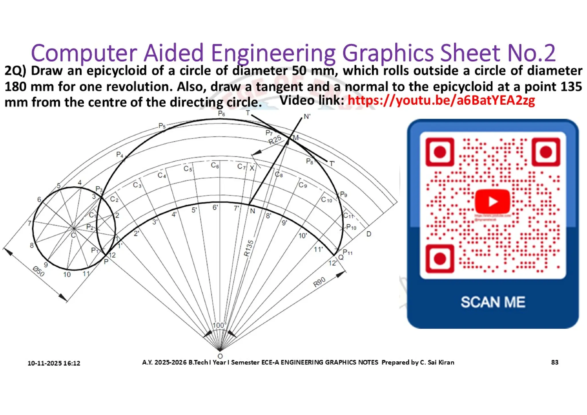 Computer Aided Engineering Graphics Notes till Mid-I Syllabus