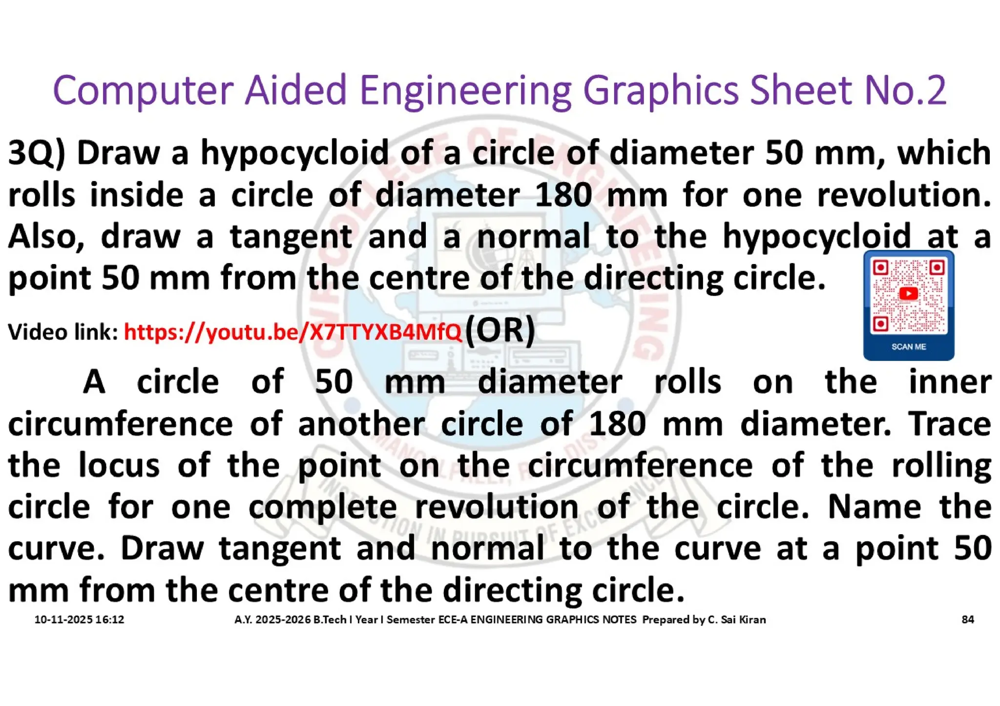 Computer Aided Engineering Graphics Notes till Mid-I Syllabus