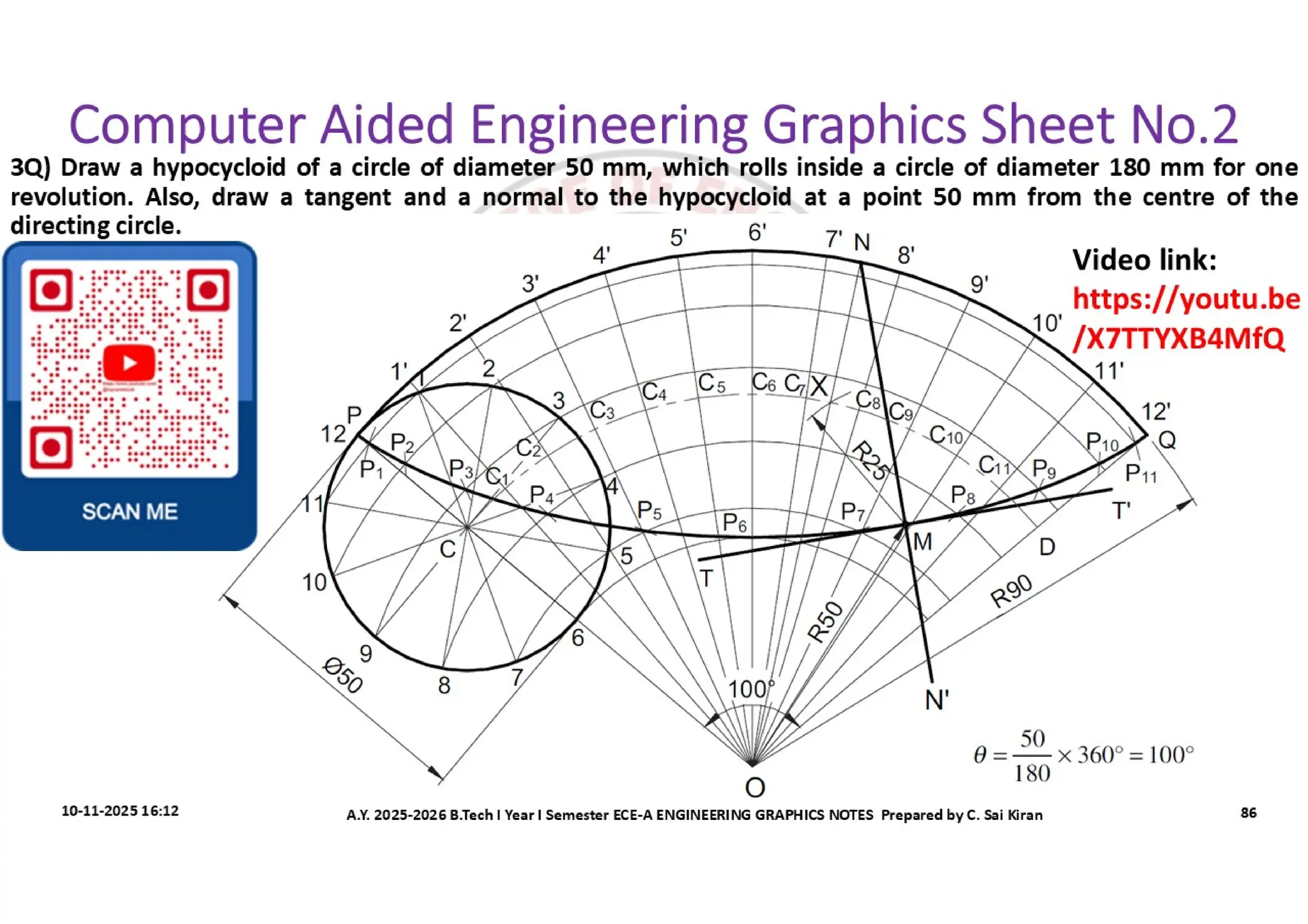 Computer Aided Engineering Graphics Notes till Mid-I Syllabus