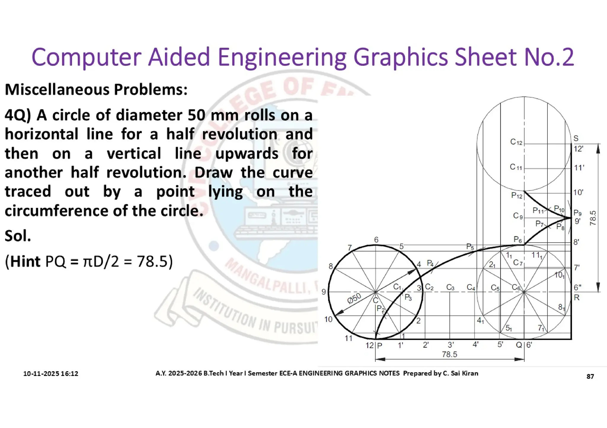 Computer Aided Engineering Graphics Notes till Mid-I Syllabus