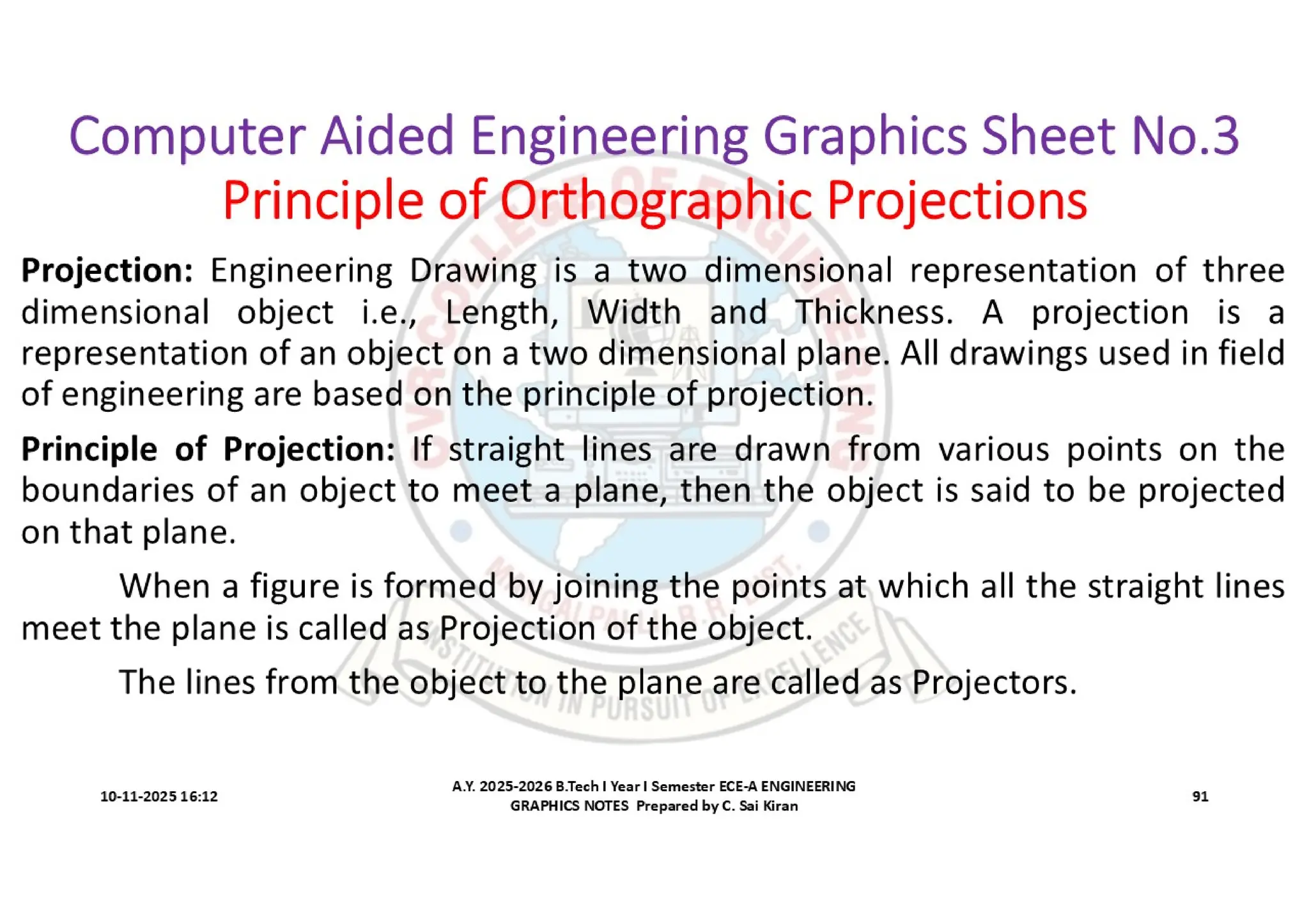 Computer Aided Engineering Graphics Notes till Mid-I Syllabus