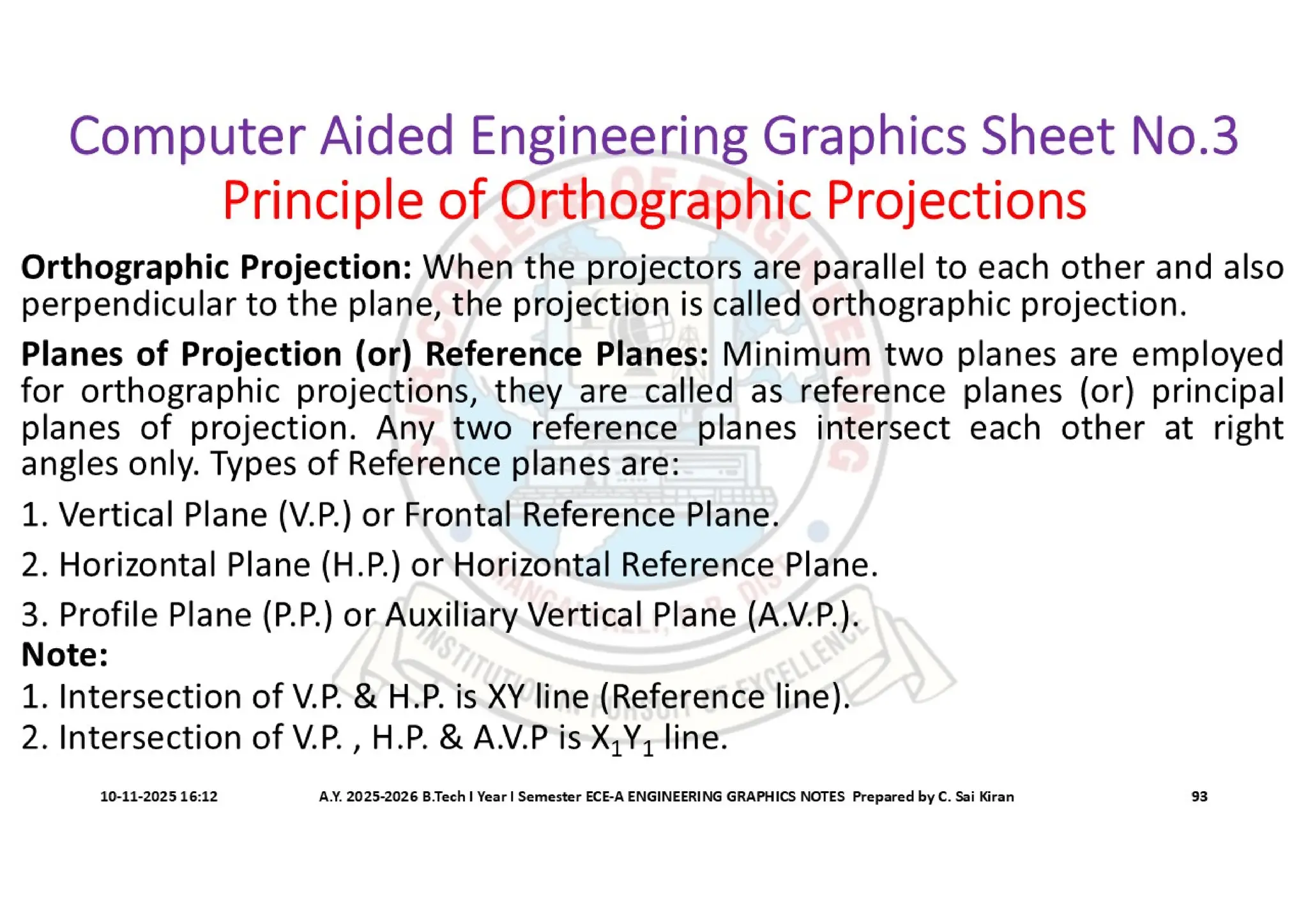 Computer Aided Engineering Graphics Notes till Mid-I Syllabus