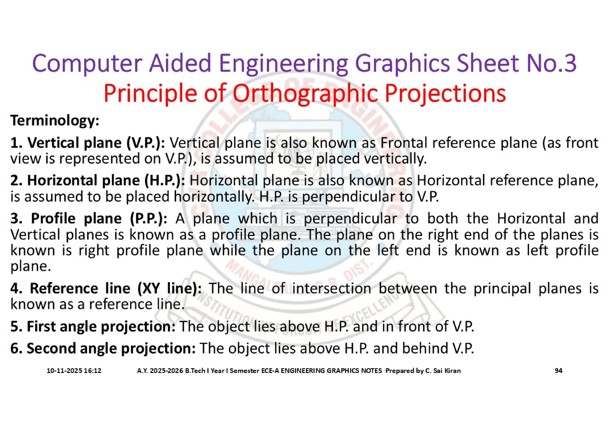 Computer Aided Engineering Graphics Notes till Mid-I Syllabus