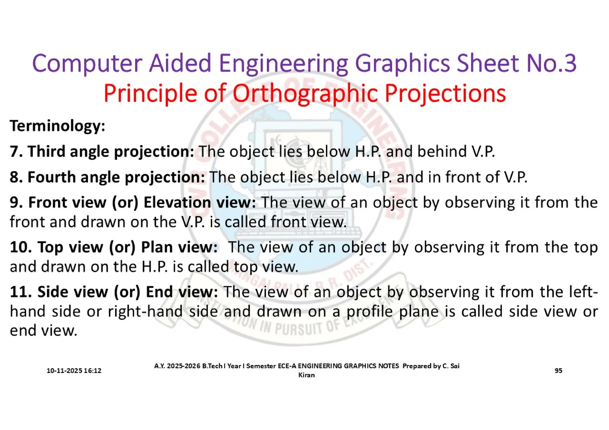 Computer Aided Engineering Graphics Notes till Mid-I Syllabus