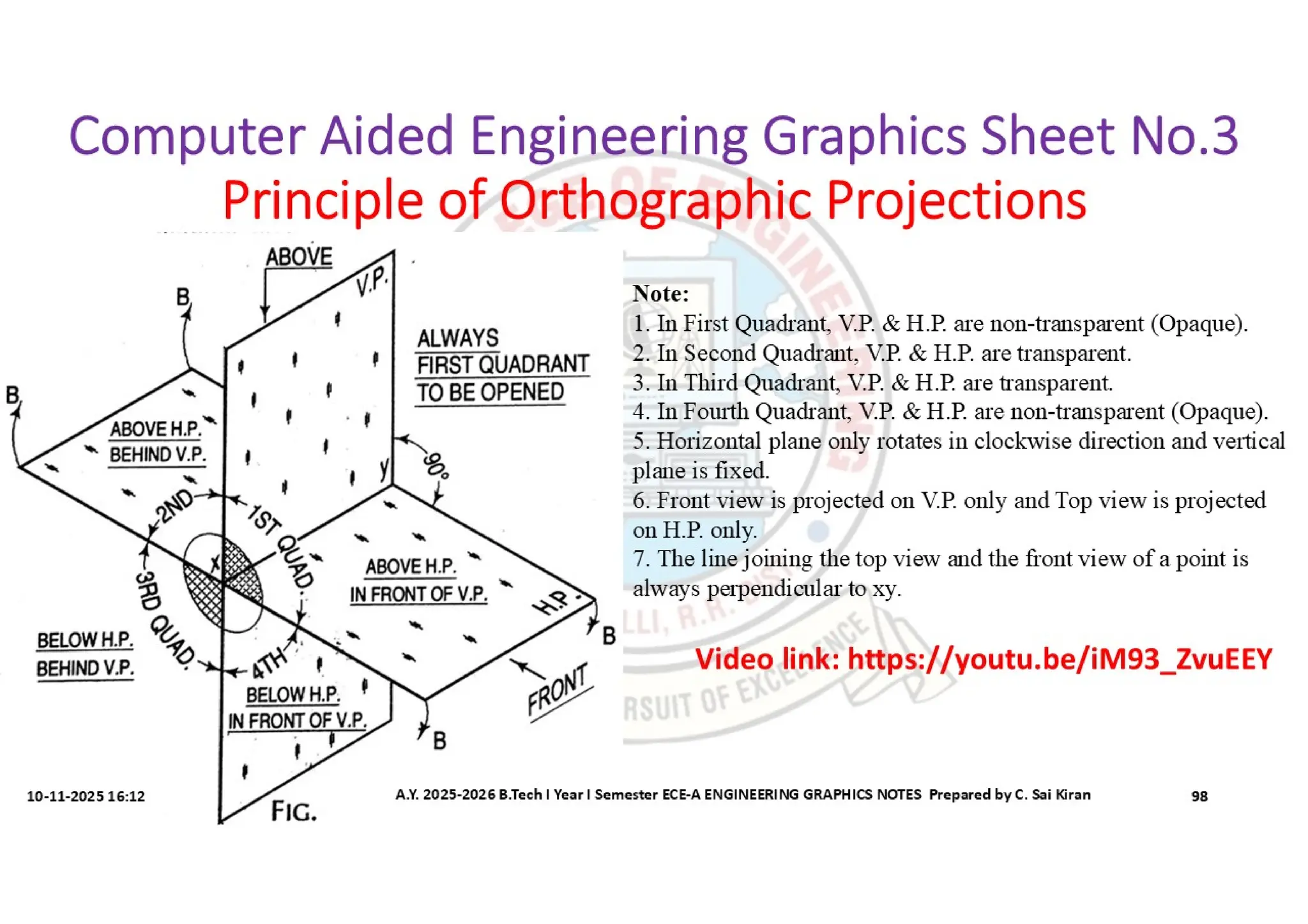 Computer Aided Engineering Graphics Notes till Mid-I Syllabus