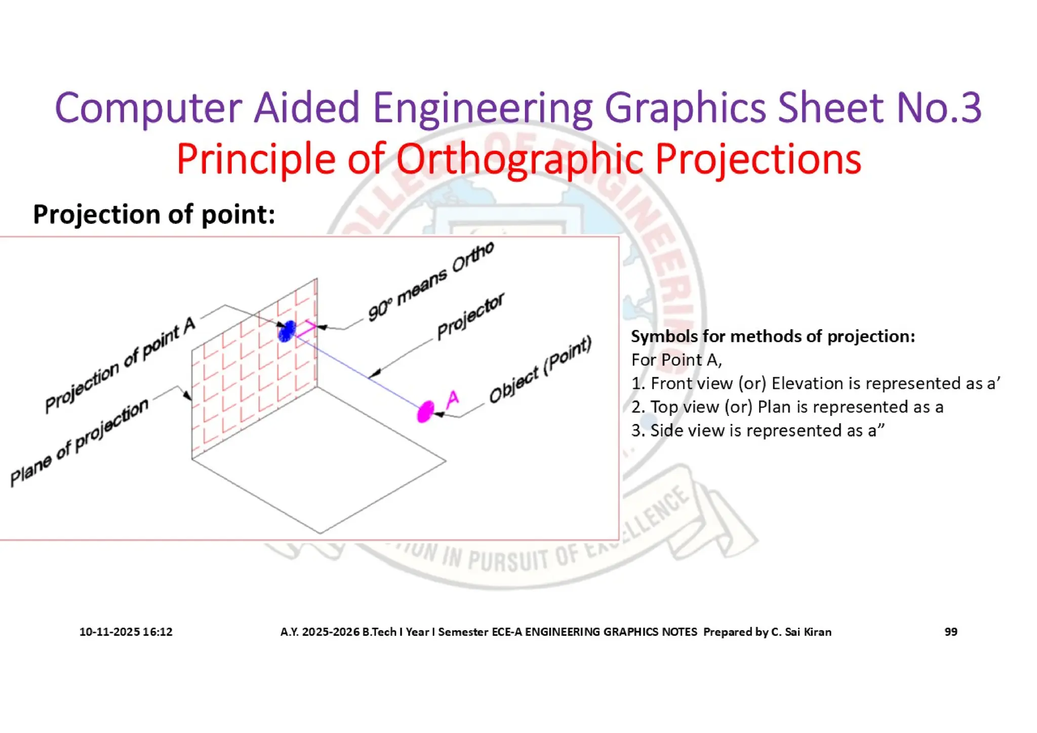 Computer Aided Engineering Graphics Notes till Mid-I Syllabus